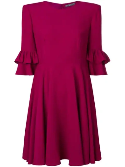 Alexander Mcqueen Pleated Back Mini Dress In Orchid
