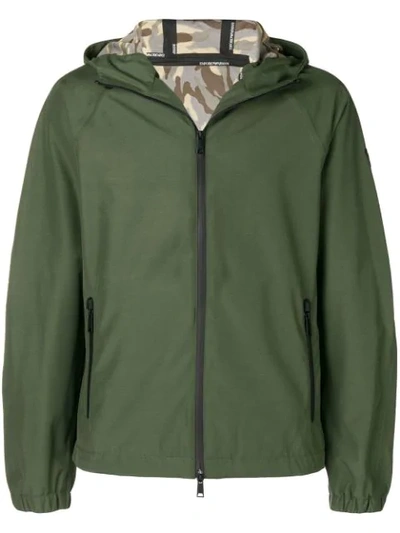 Emporio Armani Hooded Lightweight Jacket In Green