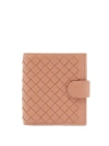 Bottega Veneta Intrecciato Bi-fold Leather Wallet In Nude