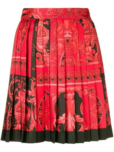 Versace Baroque-print Pleated Skirt - Red