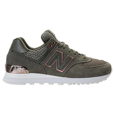 New Balance Women's 574 Rose Classic Suede Lace Up Sneakers In Green