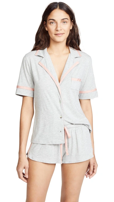 Cosabella Bella Boxer Pj Set In Heather Grey/mauvelous