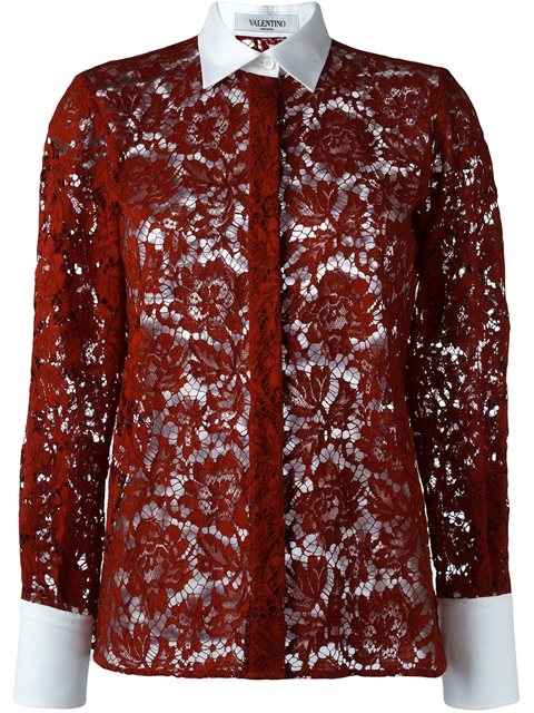 Valentino Floral Lace Effect Shirt | ModeSens