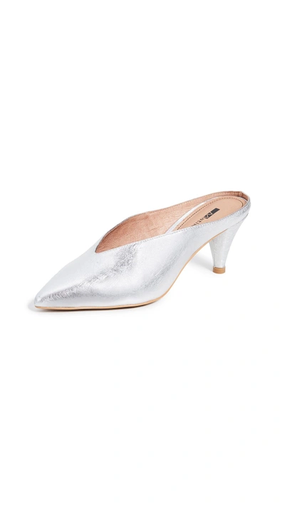 Matiko Lisa Point Toe Mules In Silver