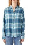 Lucky Brand Cloud Plaid Boyfriend Shirt In Teal Plaid