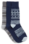Nordstrom Rack Ultra Soft Patterned Crew Socks In Navy Peacoat Tonal Dots