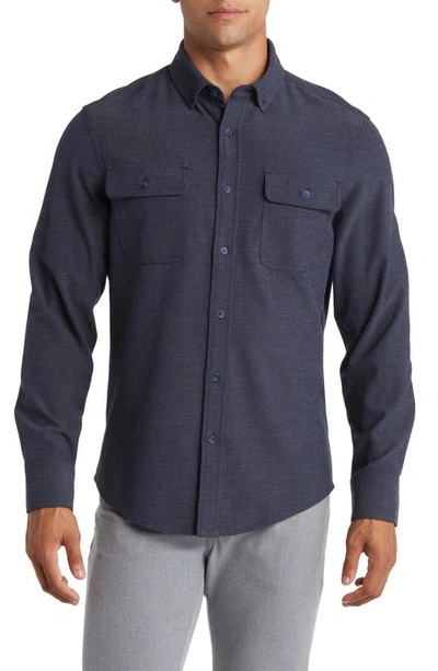 Mizzen + Main City Trim Fit Stretch Flannel Button-down Shirt In Blue