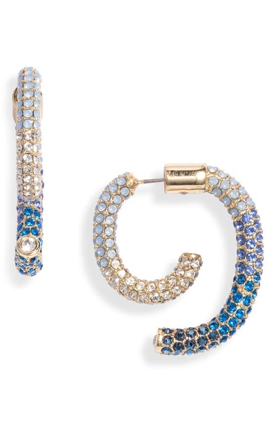 Demarson Water Pavé Luna Convertible Earrings In 12k Shiny Gold/ Blue Ombre