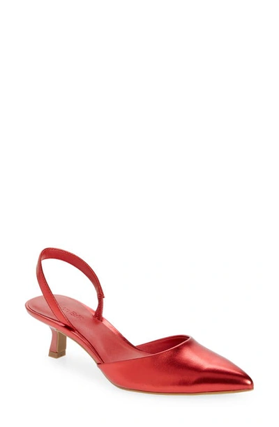 Open Edit Cammie Slingback Pump In Red Salsa Metallic