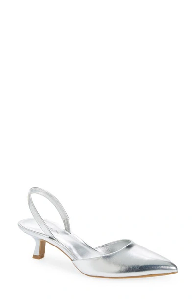 Open Edit Cammie Slingback Pump In Silver Metallic