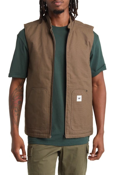 Cat Wwr Canvas Vest In Olive