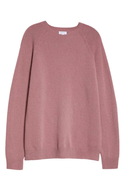Sunspel Lambswool Crewneck Sweater In Vintage Pink