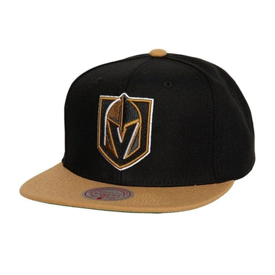 Mitchell & Ness Men's  Black Vegas Golden Knights Core Team Ground 2.0 Snapback Hat