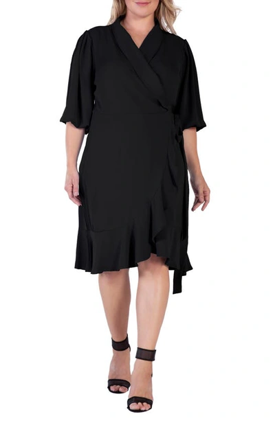 Standards & Practices Kylie Ruffle Wrap Dress In Black