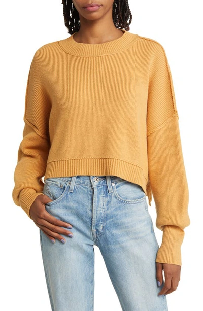 Free People Easy Street Crop Pullover In Yellow