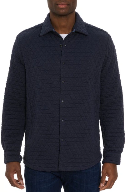 Robert Graham Tulano Quilted Knit Snap-up Shirt In Navy