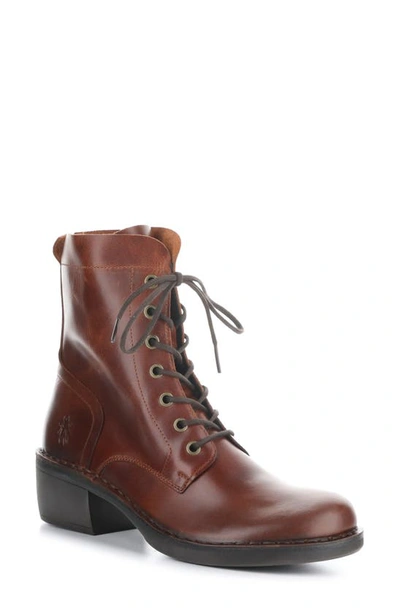 Fly London Milu Lace-up Leather Boot In 011 Brick