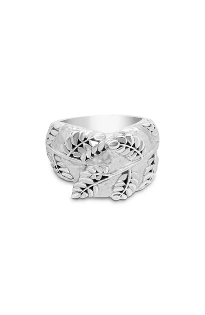 Devata Sterling Silver Leaf Design Band Ring