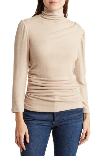 Renee C Turtleneck Brushed Knit Top In Taupe