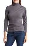 Renee C Turtleneck Brushed Knit Top In Charcoal