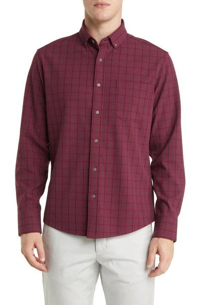 Mizzen + Main City Trim Fit Stretch Flannel Button-down Shirt In Red
