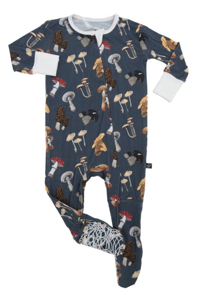Peregrinewear Babies' Mushrooms Fitted One-piece Pajamas In Navy