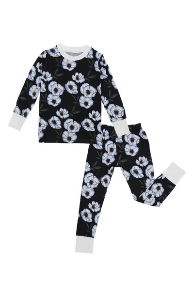 Peregrinewear Babies' Magnolia Print Fitted Two-piece Pajamas In Purple