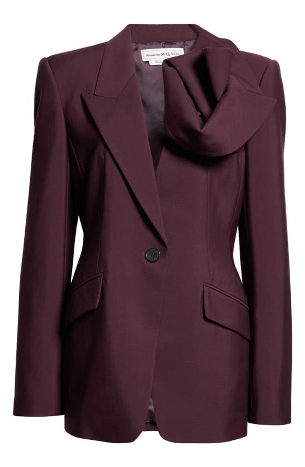 Alexander Mcqueen Sculptural Detail Wool Blazer In Alexander Mcqueen Sculptural Detail Wool Blazer In