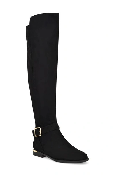 Nine West Andone Over The Knee Boot In Black- Faux Suede