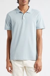 Sunspel Solid Piqué Polo In Blue Sage