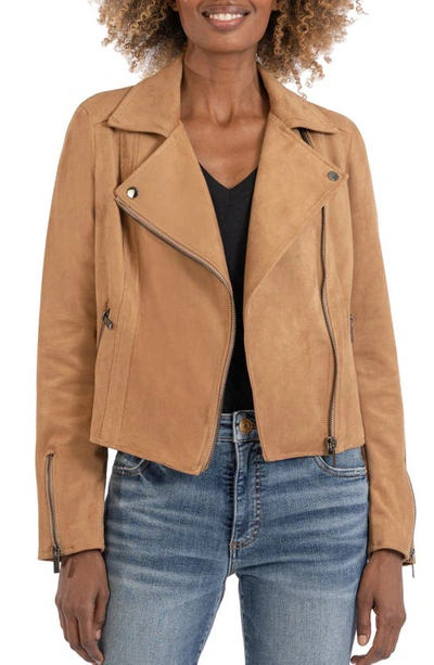 Kut From The Kloth Edith Faux Suede Moto Jacket In Butterscotch