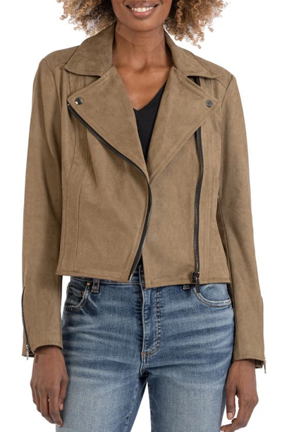 Kut From The Kloth Edith Faux Suede Moto Jacket In Canyon