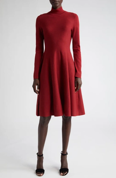 Akris Punto Long Sleeve Knit Dress In Crimson