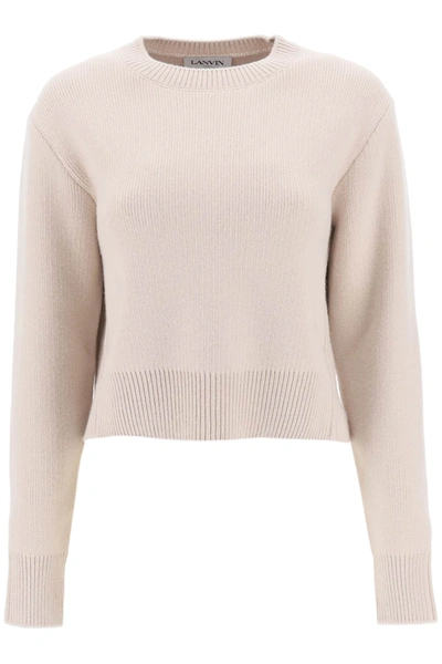 Lanvin Cropped Wool And Cashmere Sweater In Beige