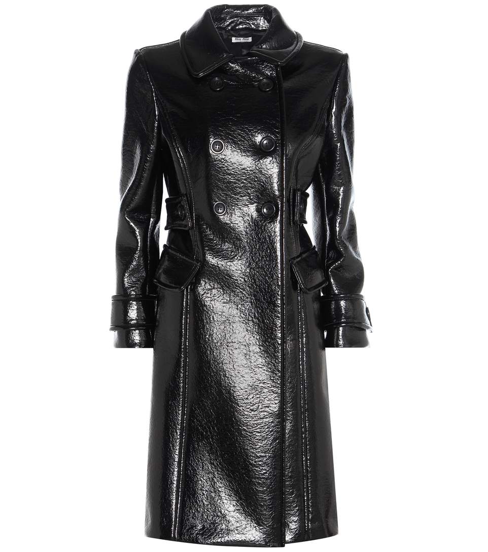 Miu Miu Faux Glossed-Leather Coat In Eero | ModeSens
