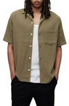 Allsaints Eularia Textured Camp Shirt In Earthy Brown