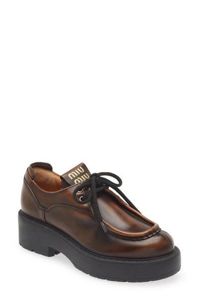 Miu Miu Boyfriend Lu Platform Derby In Brown