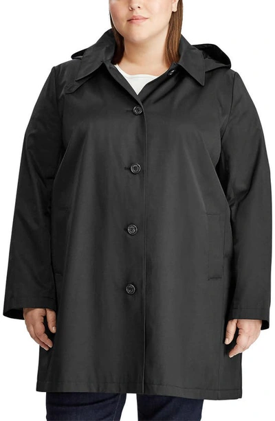 Ralph Lauren Balmacaan Single Breasted Raincoat In Black