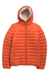 Save The Duck Kids' Wind & Water Resistant Fleece Lined Puffer Jacket In Ginger Orange