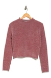 Cotton Emporium Rolled Mock Neck Crop Sweater In Berry
