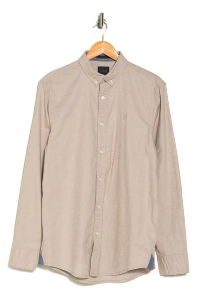 14th & Union Stretch Cotton Oxford Button-down Shirt In Tan Burrow- White