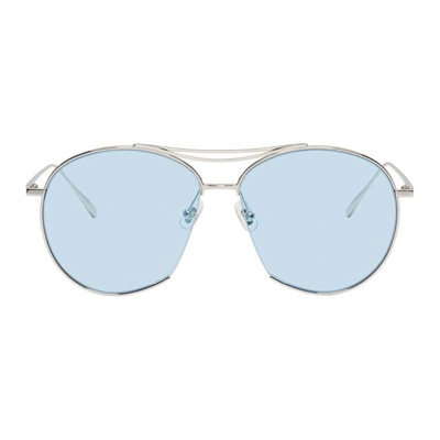 Gentle Monster Silver And Blue Jumping Jack Sunglasses In 02(b) Silvr