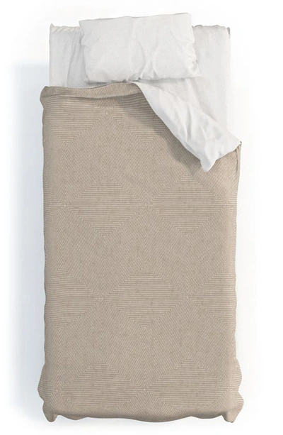 Deny Designs Lad Triangle Stripe 2-piece Duvet Set In Beige