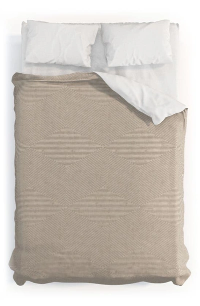 Deny Designs Lad Triangle Stripe 3-piece Duvet Set In Beige