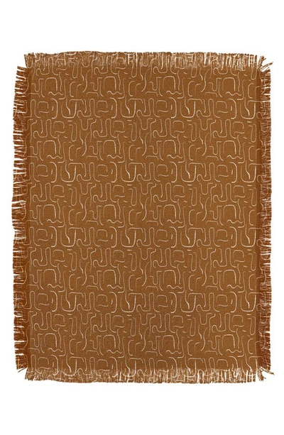 Deny Designs Iveta Abstract Lines Throw Blanket In Brown