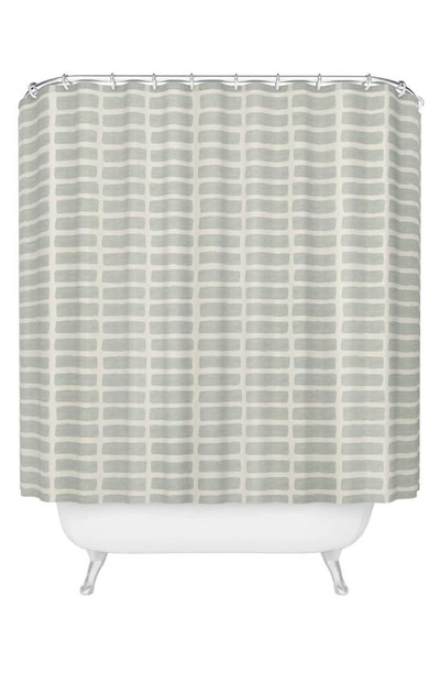 Deny Designs Lateral Block Print Shower Curtain In Cream