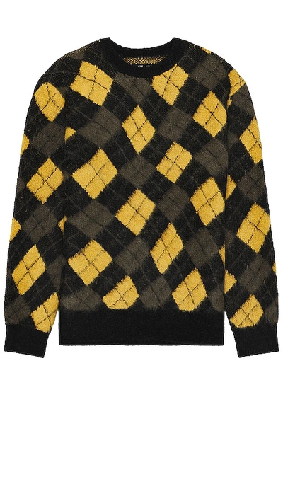 Allsaints Fitzroy Crewneck Sweater In Blk/golden Yellow