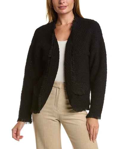 Max Studio Fringe Cardigan In Black