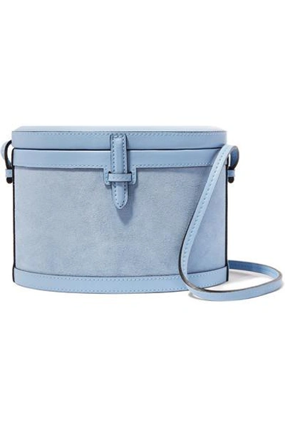Hunting Season Trunk Suede And Leather Shoulder Bag In Light Blue