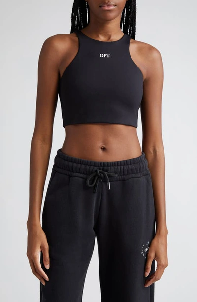Off-white Logo-print Cropped Tank Top In Multicolour